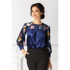 Bluza Moze bleumarin cu print floral