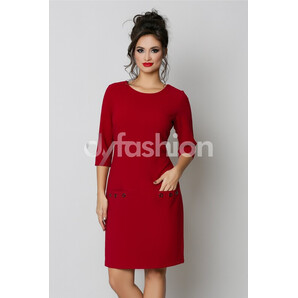 Rochie Fancy Bordo Midi Office cu Buzunare