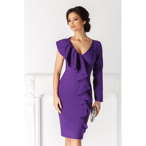 Rochie LaDonna mov cu volan fara o maneca