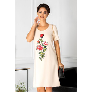 Rochie Tamara ivory cu broderie la bust