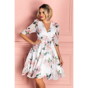 Rochie Magda Alb Floral