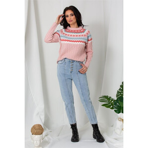 Blugi Karina albastru deschis cu croi lejer si nasturi in talie