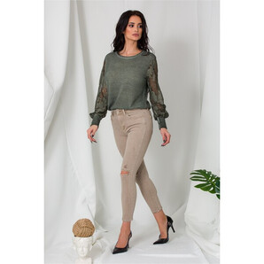 Blugi Luie taupe cu rupturi