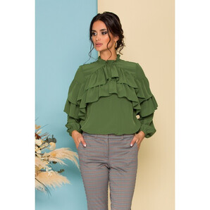 Bluza LaDonna by Catalin Botezatu olive cu volane