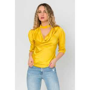 Bluza LaDonna galben cu guler lasat