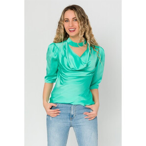 Bluza LaDonna turcoaz cu guler lasat