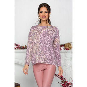 Bluza Lamer roz cu animal print si flori