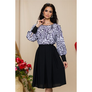 Bluza Leonard Collection alba cu imprimeuri diverse negre