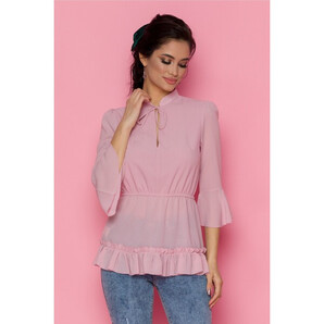 Bluza Onixa roz cu peplum si elastic in talie