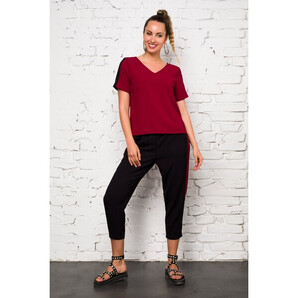 Compleu Ella Collection Valeria cu top bordo si pantaloni negri