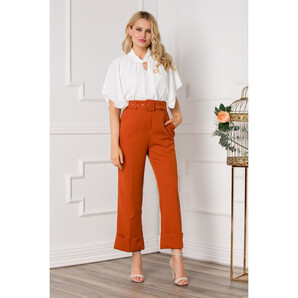 Pantaloni Alexa caramizii cu design evazat