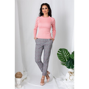 Pantaloni Alison gri cu carouri rosii