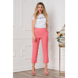 Pantaloni Dasy roz-somon cu croi lejer