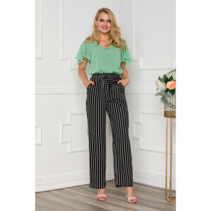 Pantaloni Moze negri cu dungi albe