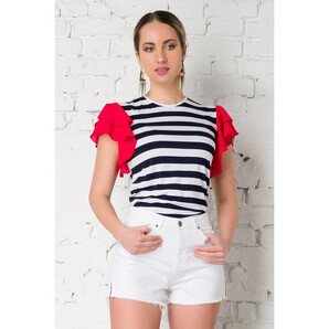 Pantaloni scurti albi din denim