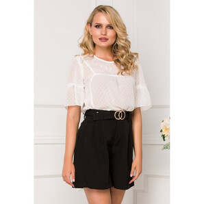 Pantaloni scurti negri cu centura in talie