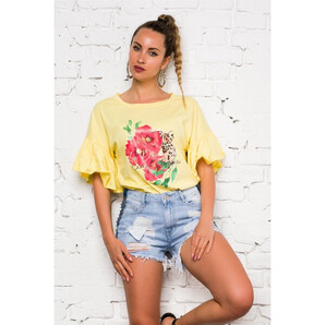 Pantaloni scurti Tania albastri cu rupturi pe fata si tinte