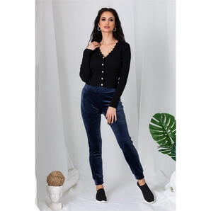 Pantaloni sport bleumarin din catifea