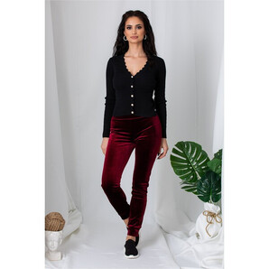 Pantaloni sport bordo din catifea