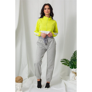 Pantaloni sport gri cu elastic in talie si la baza