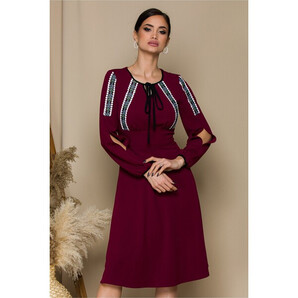 Rochie Moze bordo cu detalii traditionale