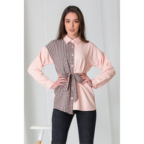 Bluza Adela roz cu imprimeu picior de cocos