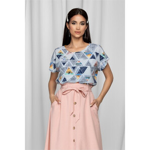 Bluza Andrada alba cu imprimeu picior de cocos si geometric