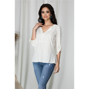 Bluza Cornelia alba cu imprimeu auriu stralucitor
