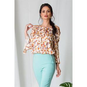 Bluza Dara bej cu imprimeuri maro