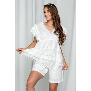 Bluza Estela alba cu paiete si broderie