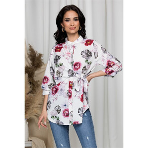 Bluza Eveline alba cu imprimeu floral