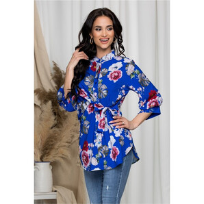 Bluza Eveline albastra imprimeu floral