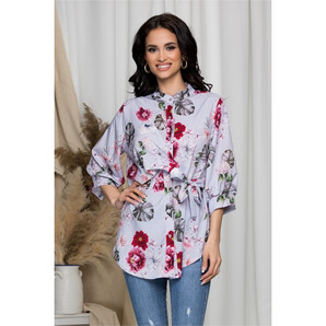 Bluza Eveline lila cu imprimeu floral