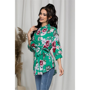 Bluza Eveline verde cu imprimeu floral