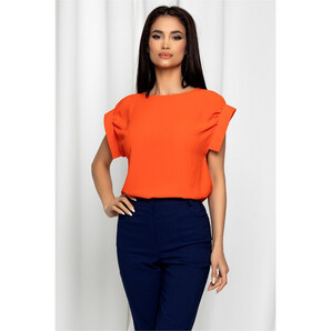 Bluza LaDonna orange cu decolteu rotund si maneci scurte