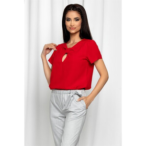 Bluza LaDonna rosie cu decupaj la bust si maneci scurte