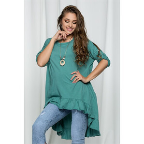 Bluza Marga verde asimetrica cu volanase