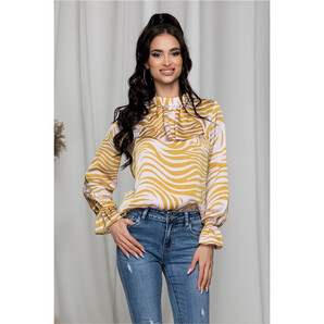 Bluza Moze cu zebra print ivory galben