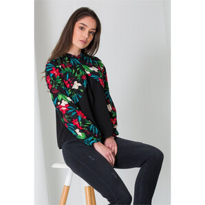 Bluza Moze neagra cu print floral