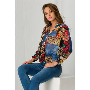 Bluza Sindy din voal cu imprimeu