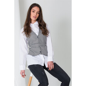 Camasa Dara alba cu design tip vesta