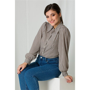 Camasa Dori ivory cu imprimeu maro