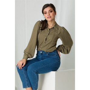 Camasa Dori kaki cu imprimeu maro