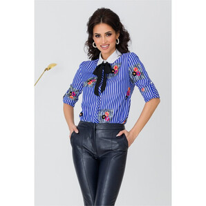 Camasa MBG cu dungi albastre si flori
