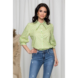 Camasa Roxana verde cu imprimeu geometric