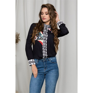 Camasa Sara neagra cu imprimeuri