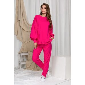 Compleu sport LaDonna fucsia cu volanase pe bluza