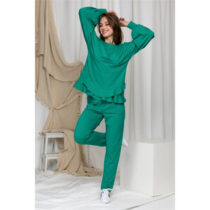 Compleu sport LaDonna verde cu volanase pe bluza