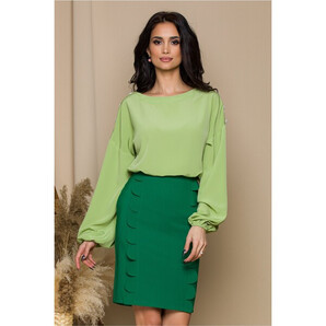 Fusta LaDonna verde cu aplicatii tip petale