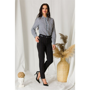 Pantaloni Ady office negri cu dungi